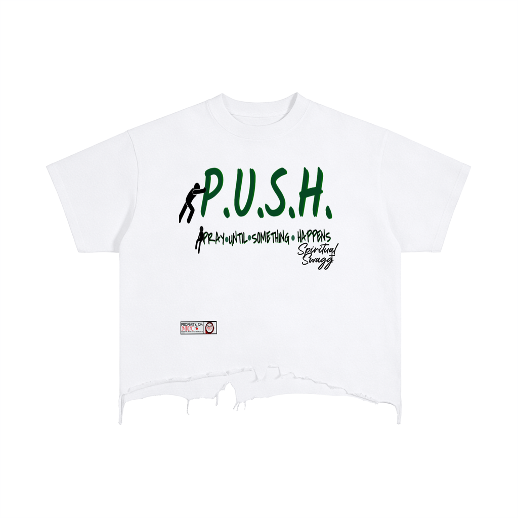 PUSH Vintage Wash Boxy Distressed Hem T-Shirt