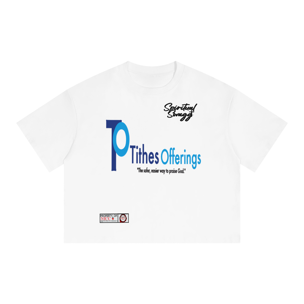 Tithes & Offerings Unisex Boxy Drop Shoulder Crop T-Shirt