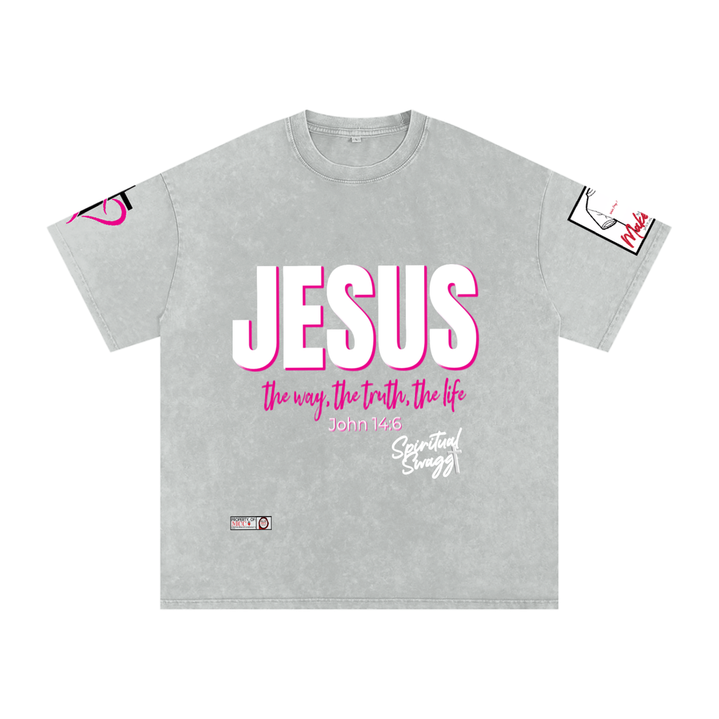 Jesus Snow Washed Oversized Cotton T-Shirt