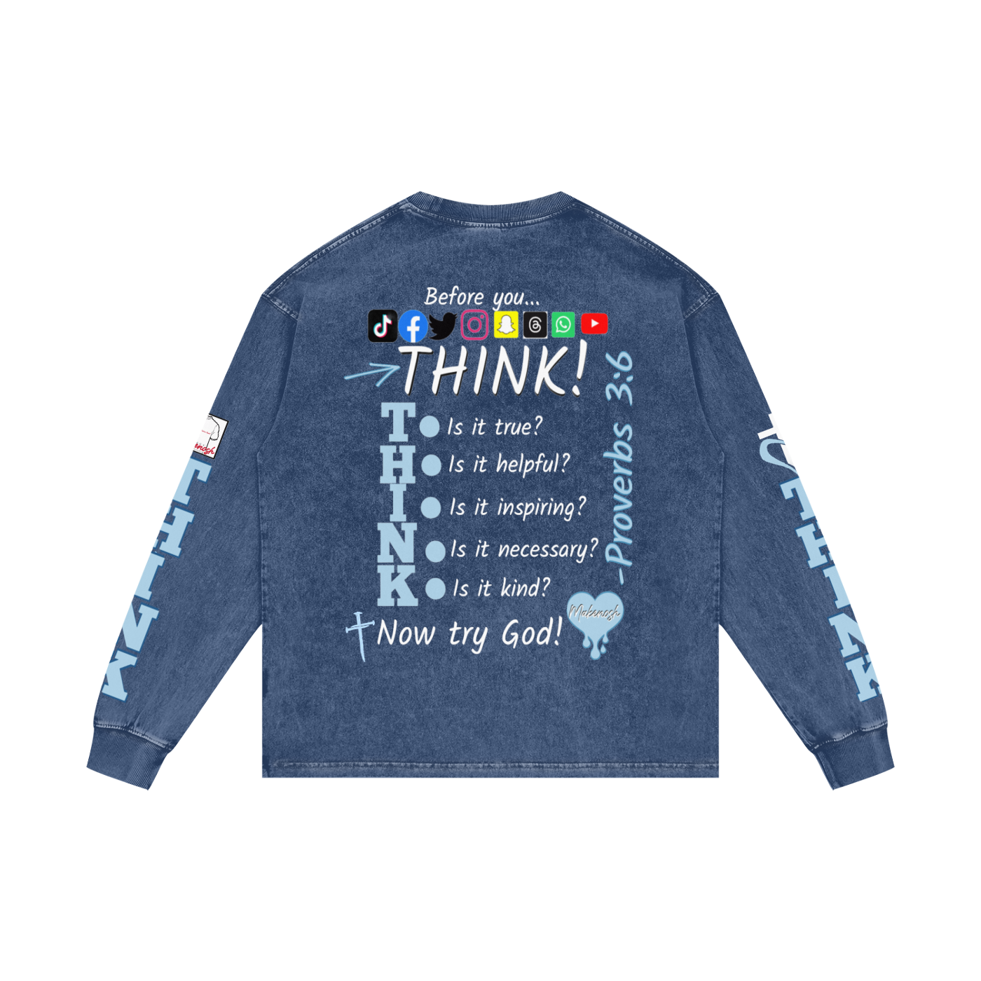 Think Acid Wash Oversize Long Sleeve T-Shirt