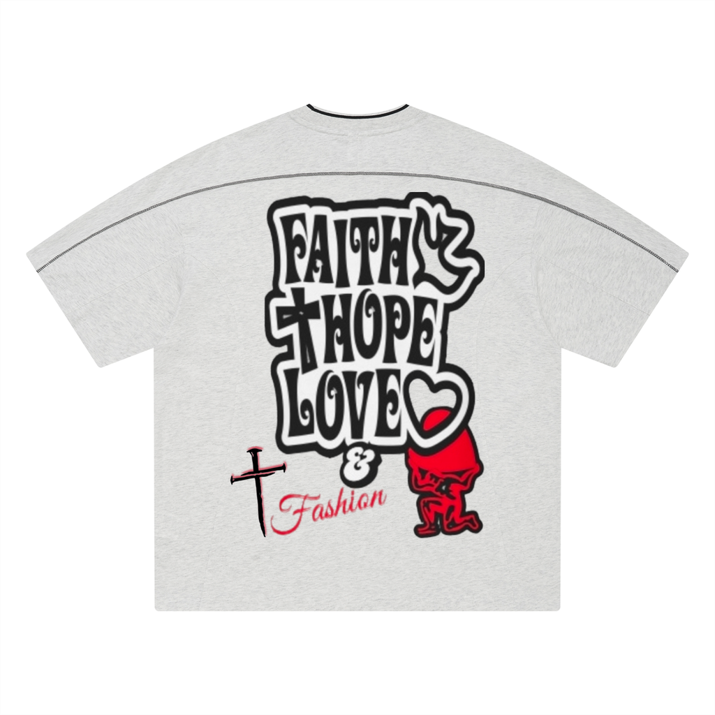 Faith Hope Love Unisex Oversized Contrast Tape T-Shirt