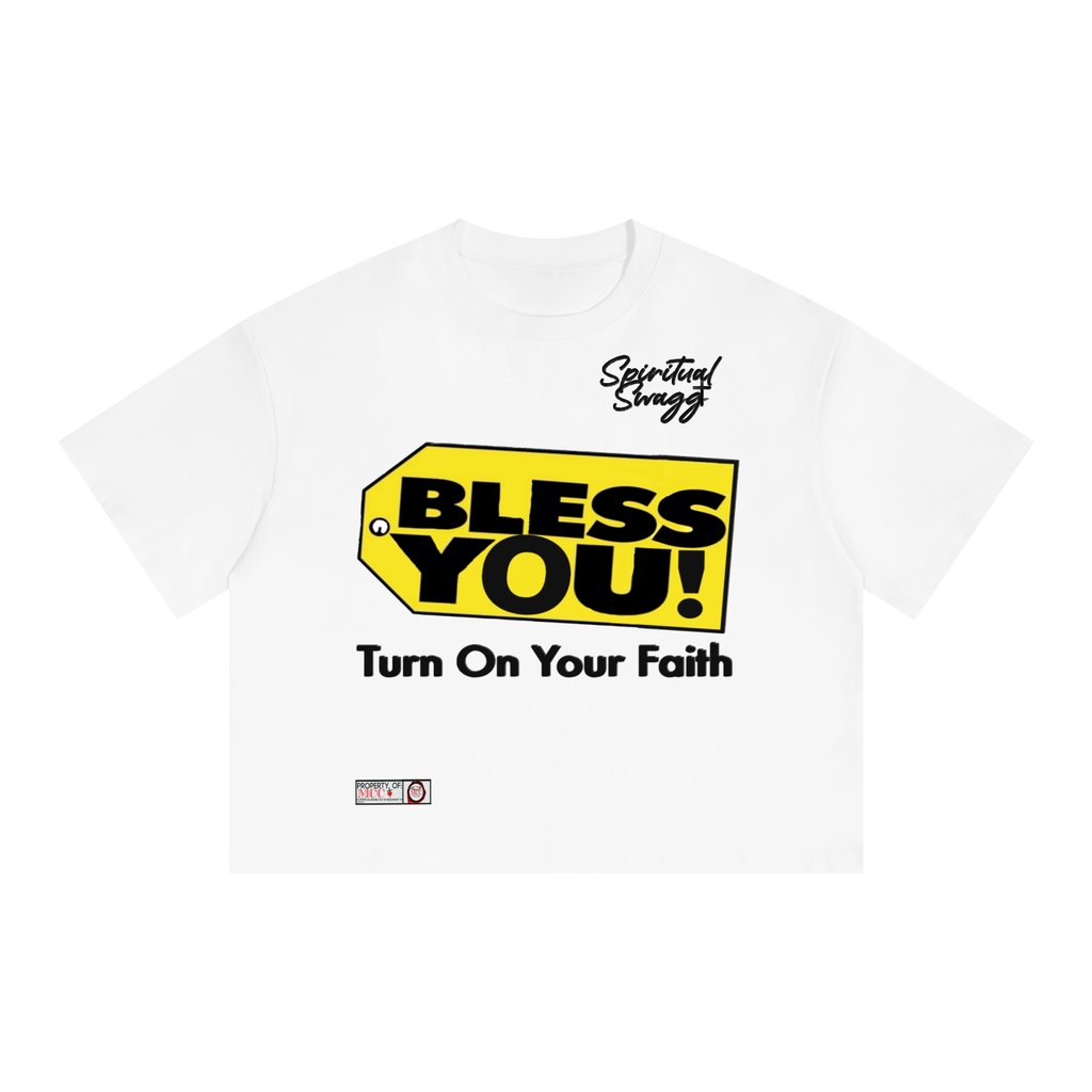 Bless You Unisex Boxy Drop Shoulder Crop T-Shirt