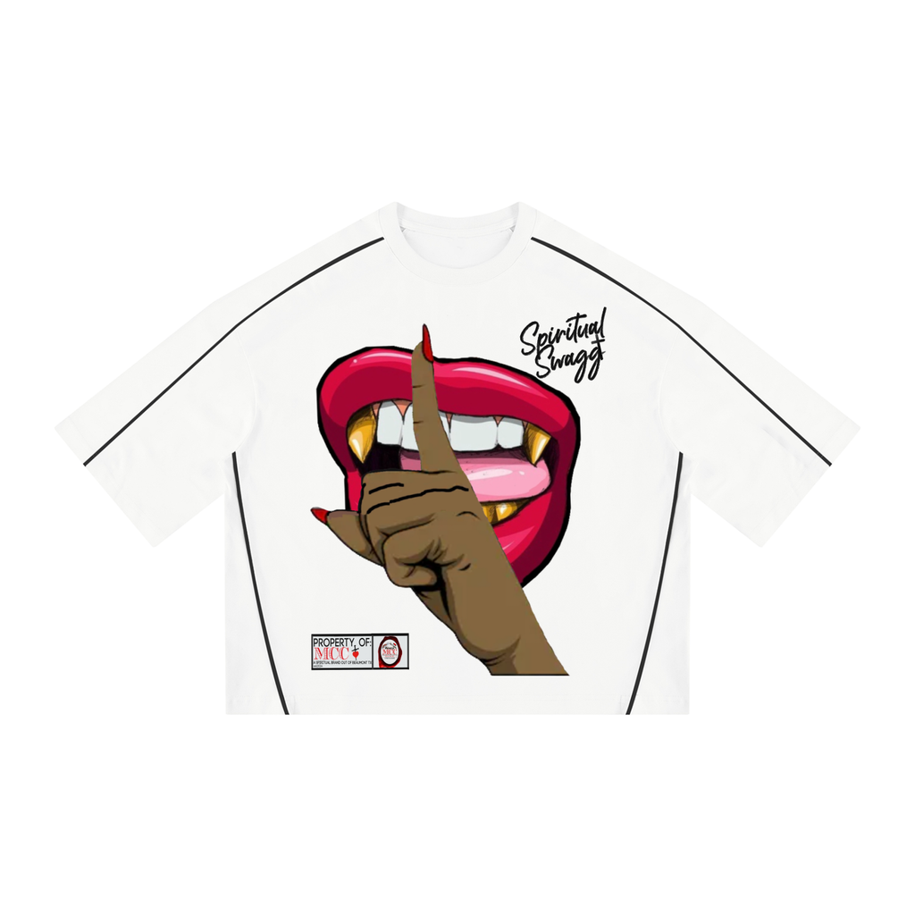 Shhh! Unisex Heavyweight Boxy Piping T-Shirt