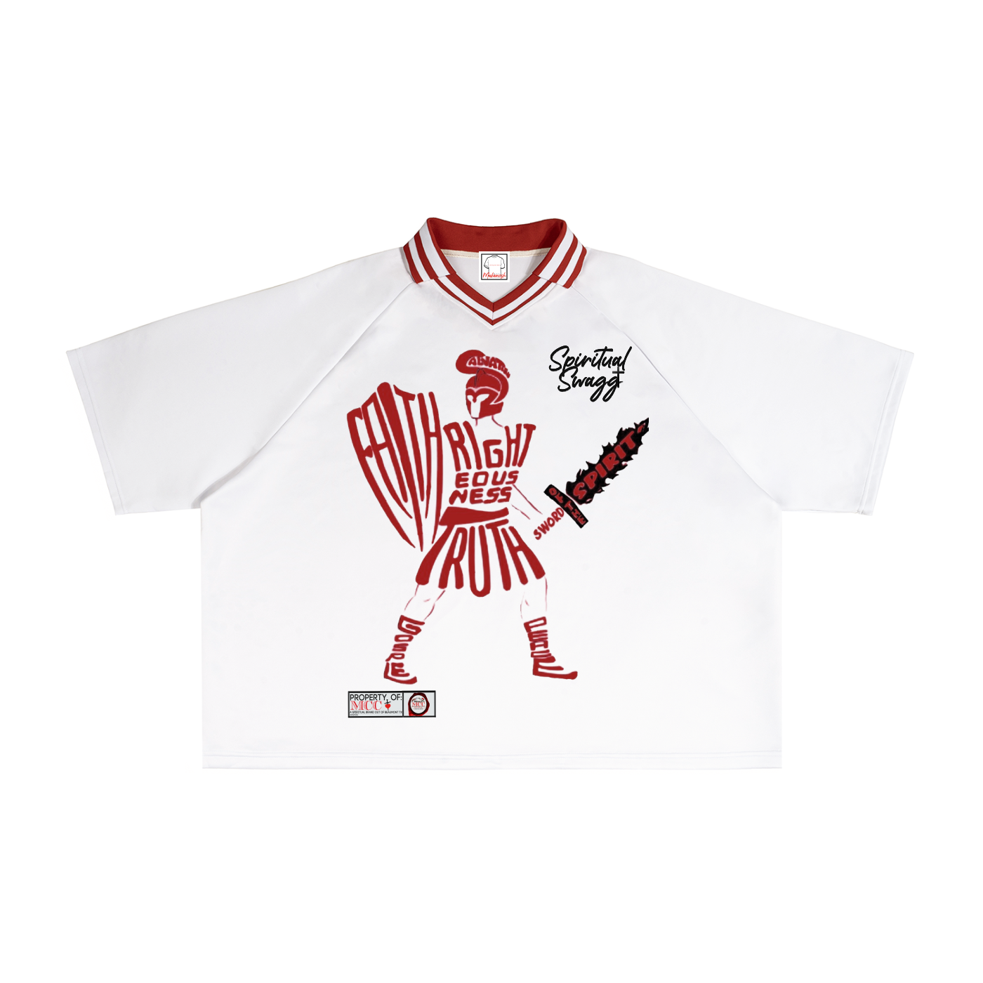 Whole Armor Contrast Lapel Collar Boxy T-Shirt