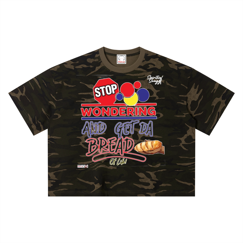 Stop Wonderin Unisex Camo Boxy T-Shirt