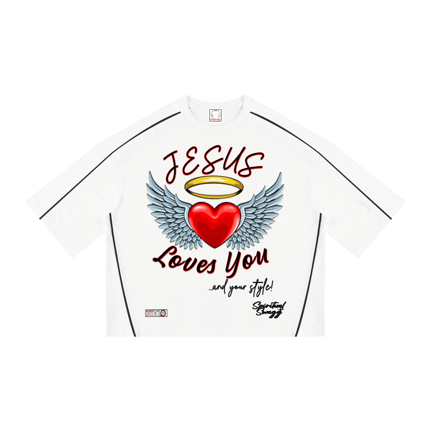Jesus Loves You Unisex Heavyweight Boxy Piping T-Shirt
