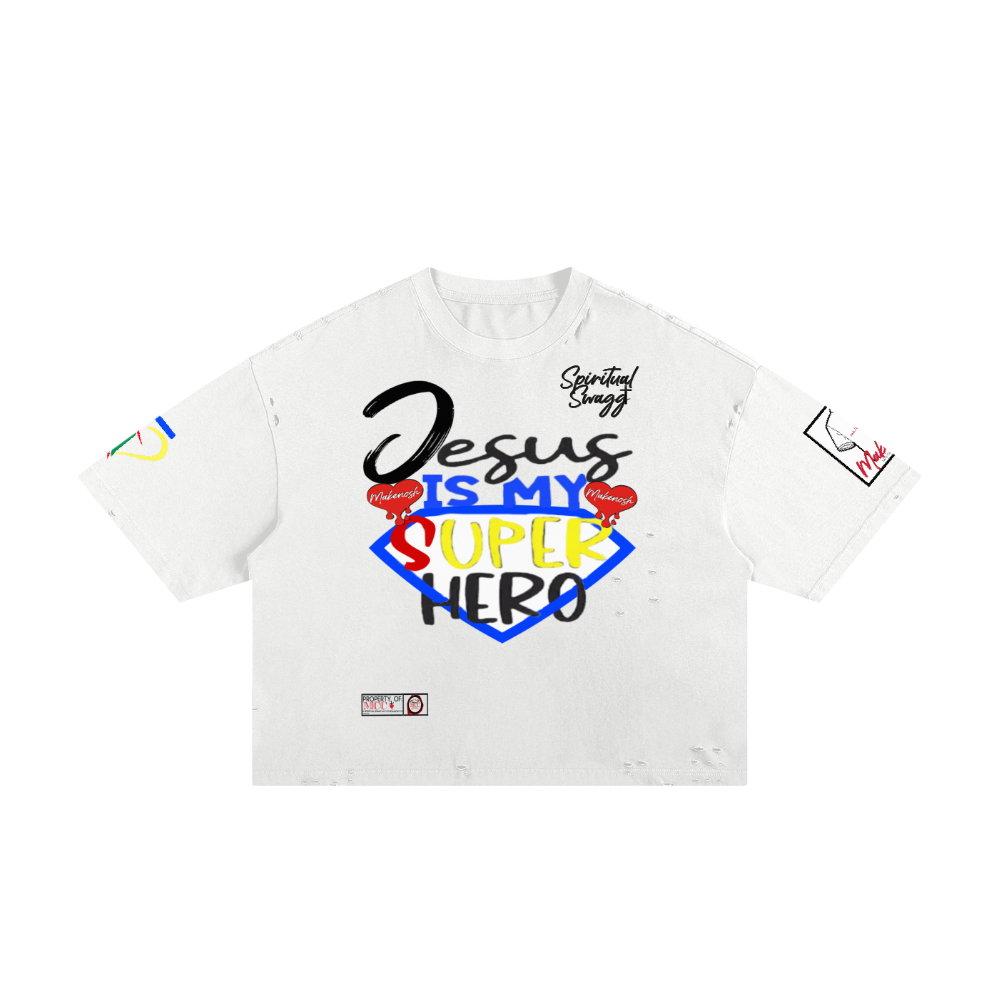 Jesus Is My Hero Classic Frayed Boxy Tee