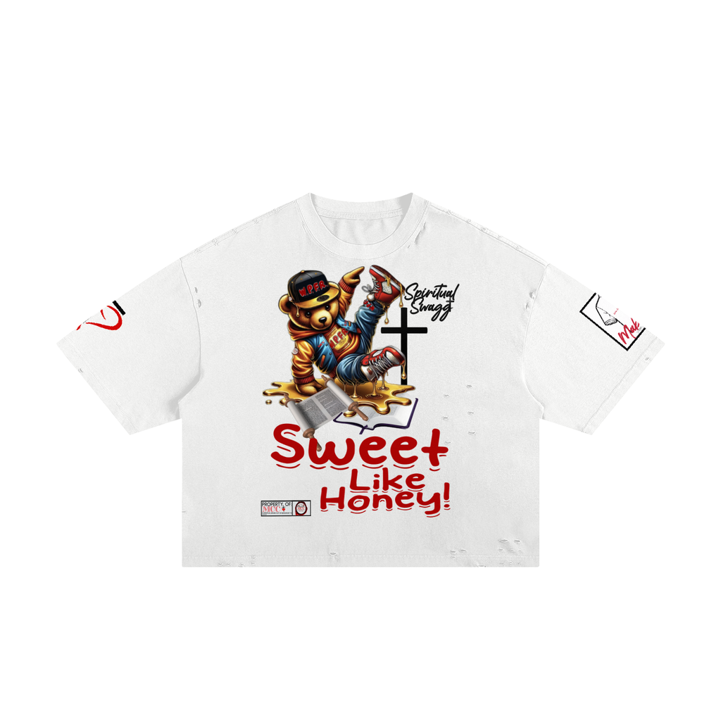 Honey Scroll Classic Frayed Boxy Tee