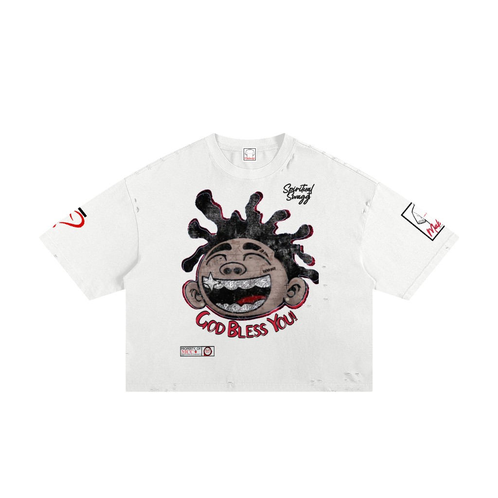 GOD Bless You Classic Frayed Boxy Tee