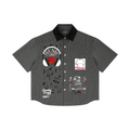 Music Is Love Unisex Striped Boxy Contrast Collar Shirt