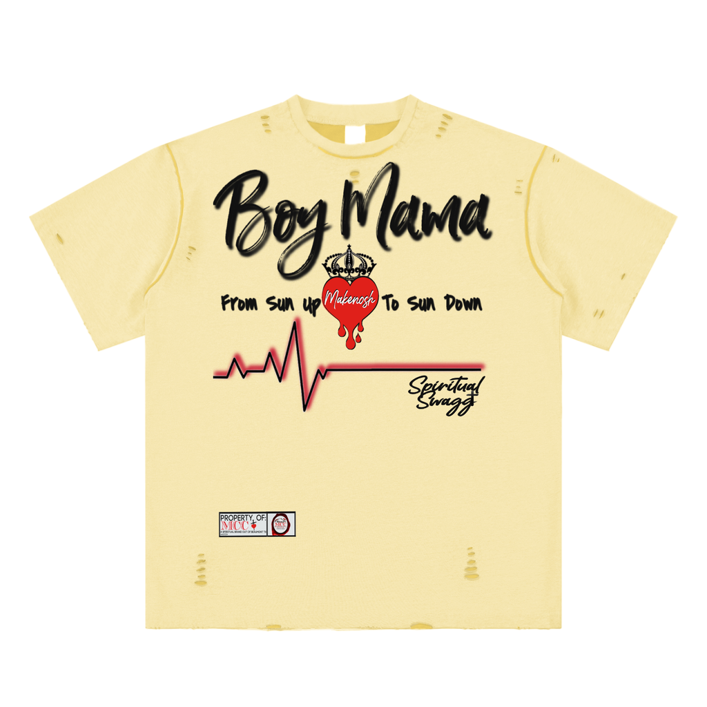 Boy Mama Hand-frayed Reversible T-shirt