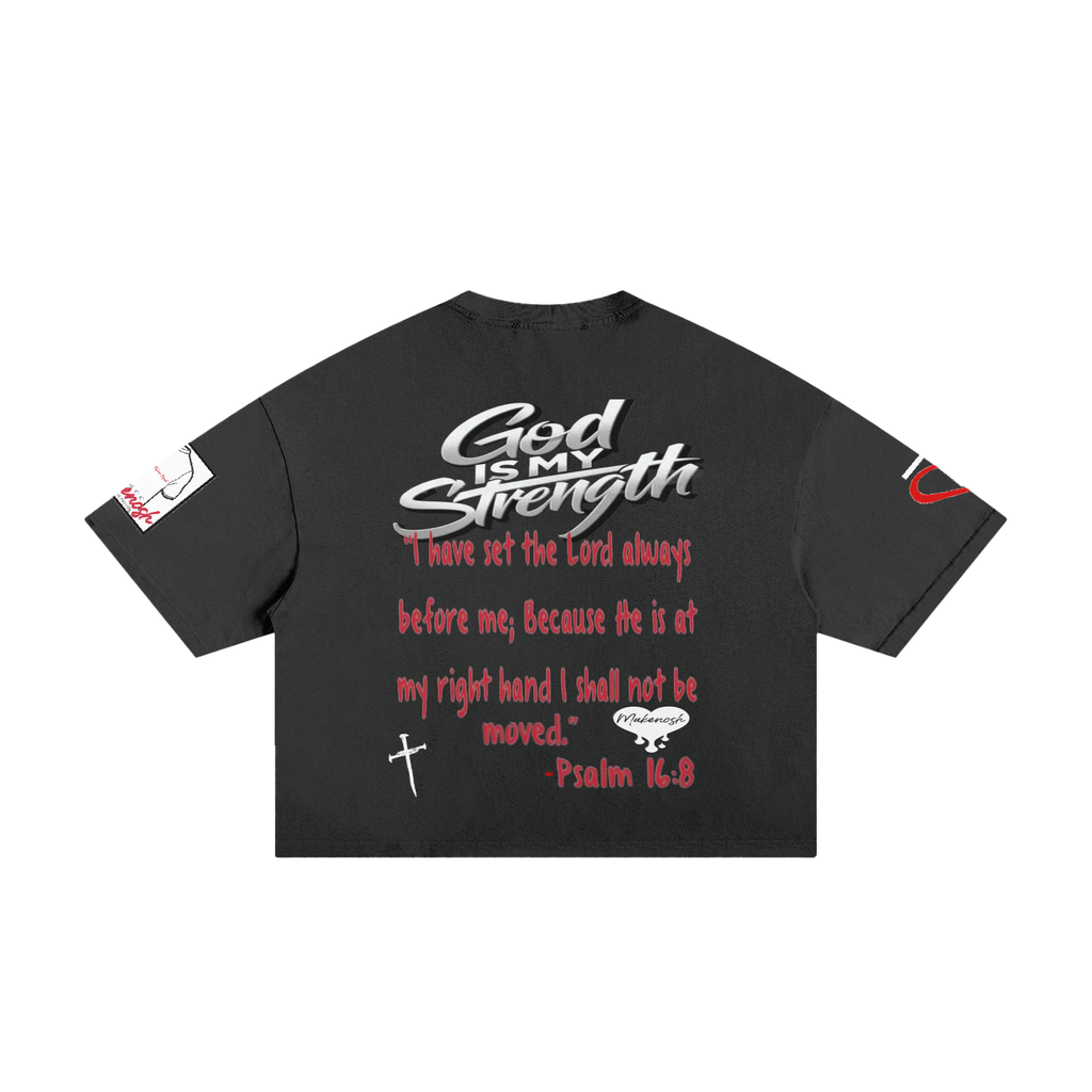 GOD Is My Strength Classic Frayed Boxy Tee