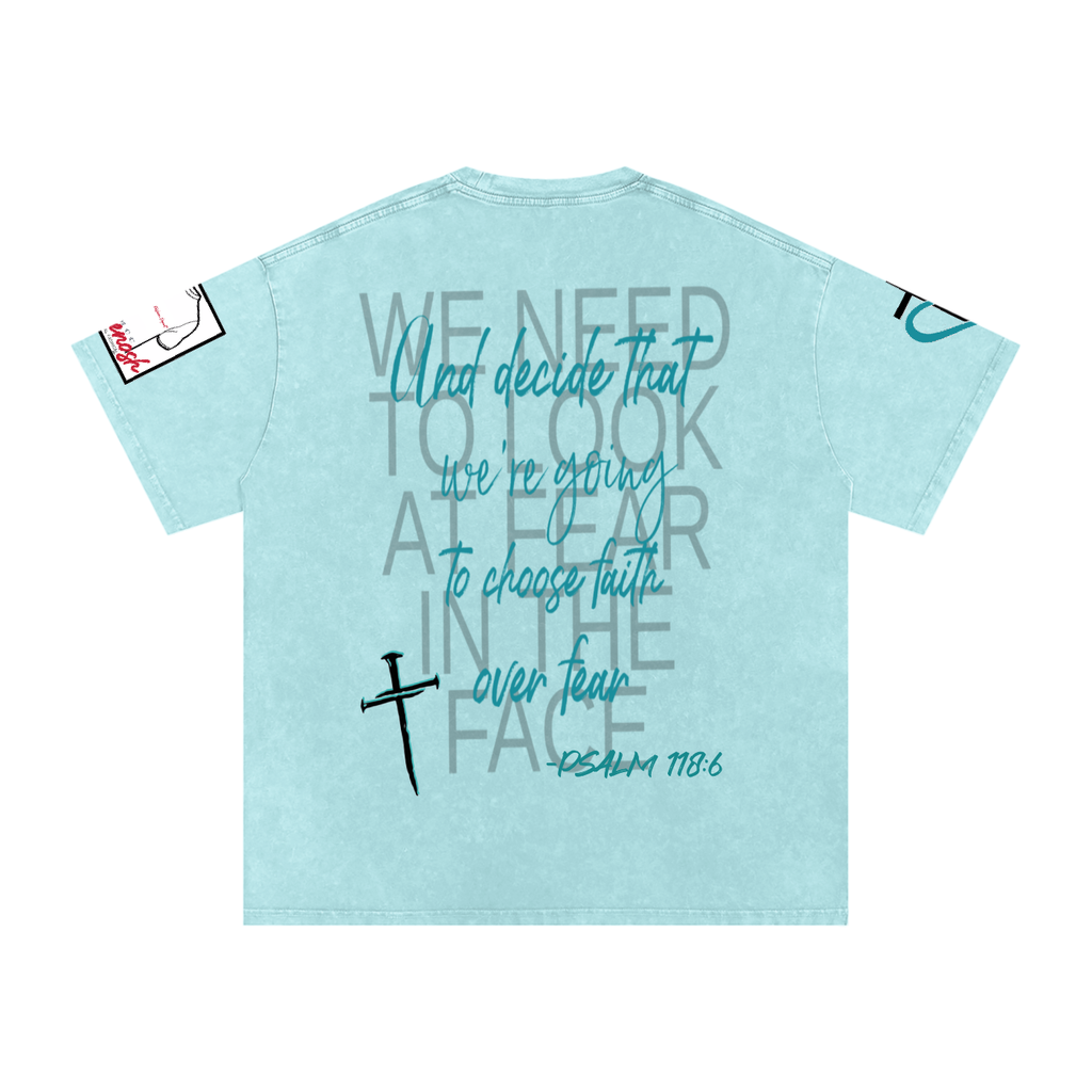 Face Your Problems Snow Washed Oversized Cotton T-Shirt