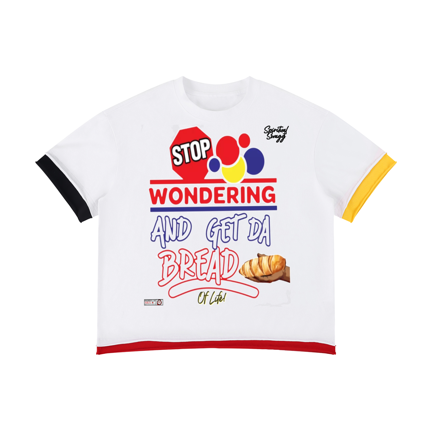Stop Wondering Unisex Boxy Color Block T-Shirt