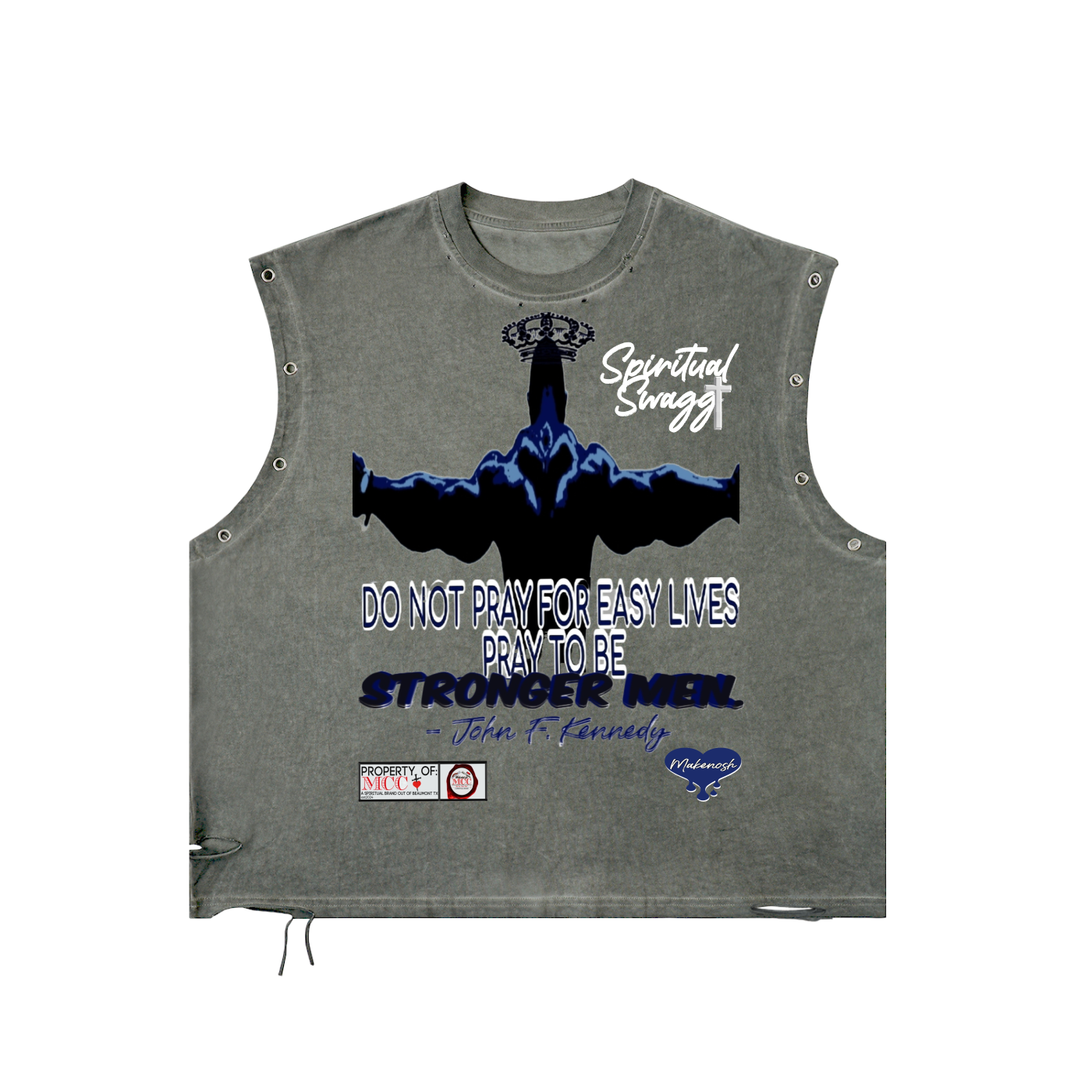 Strong Man Distressed Grommet Eyelet Tank Top