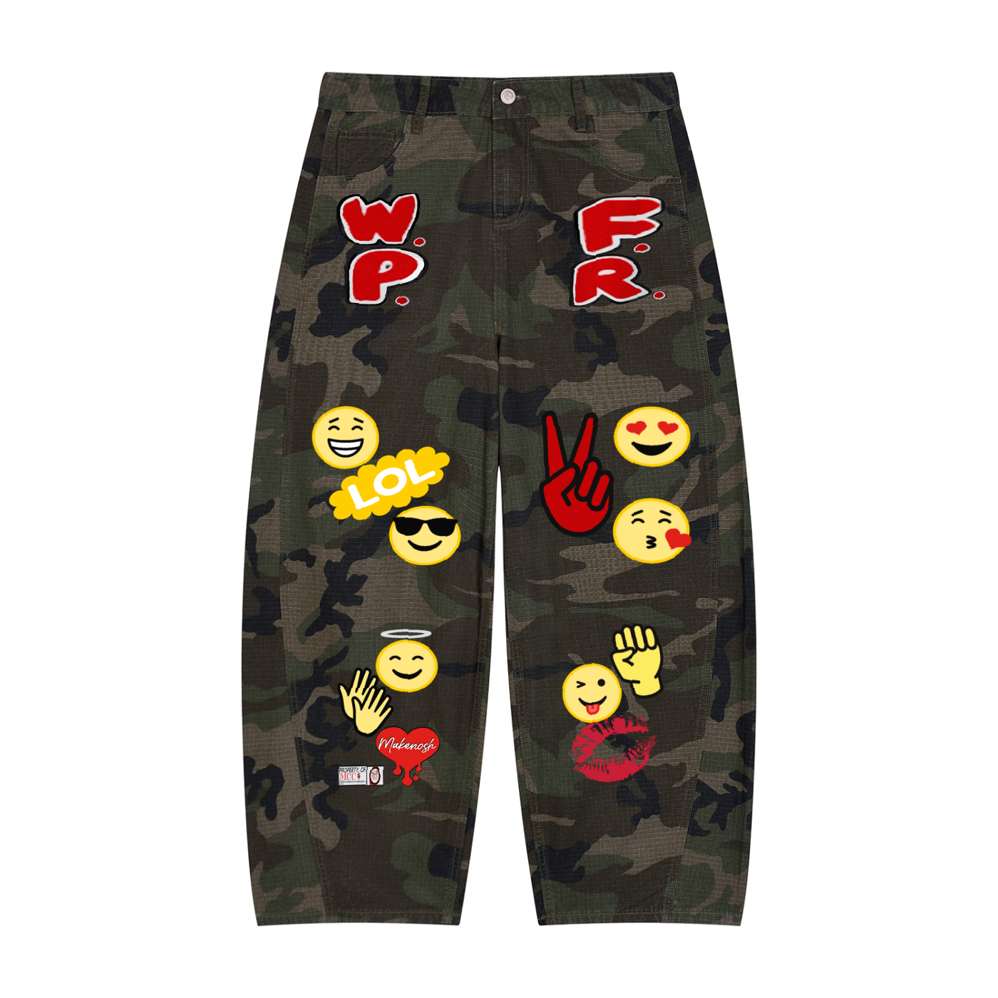 Patches Men’s Camo Barrel Leg Cargo Pants