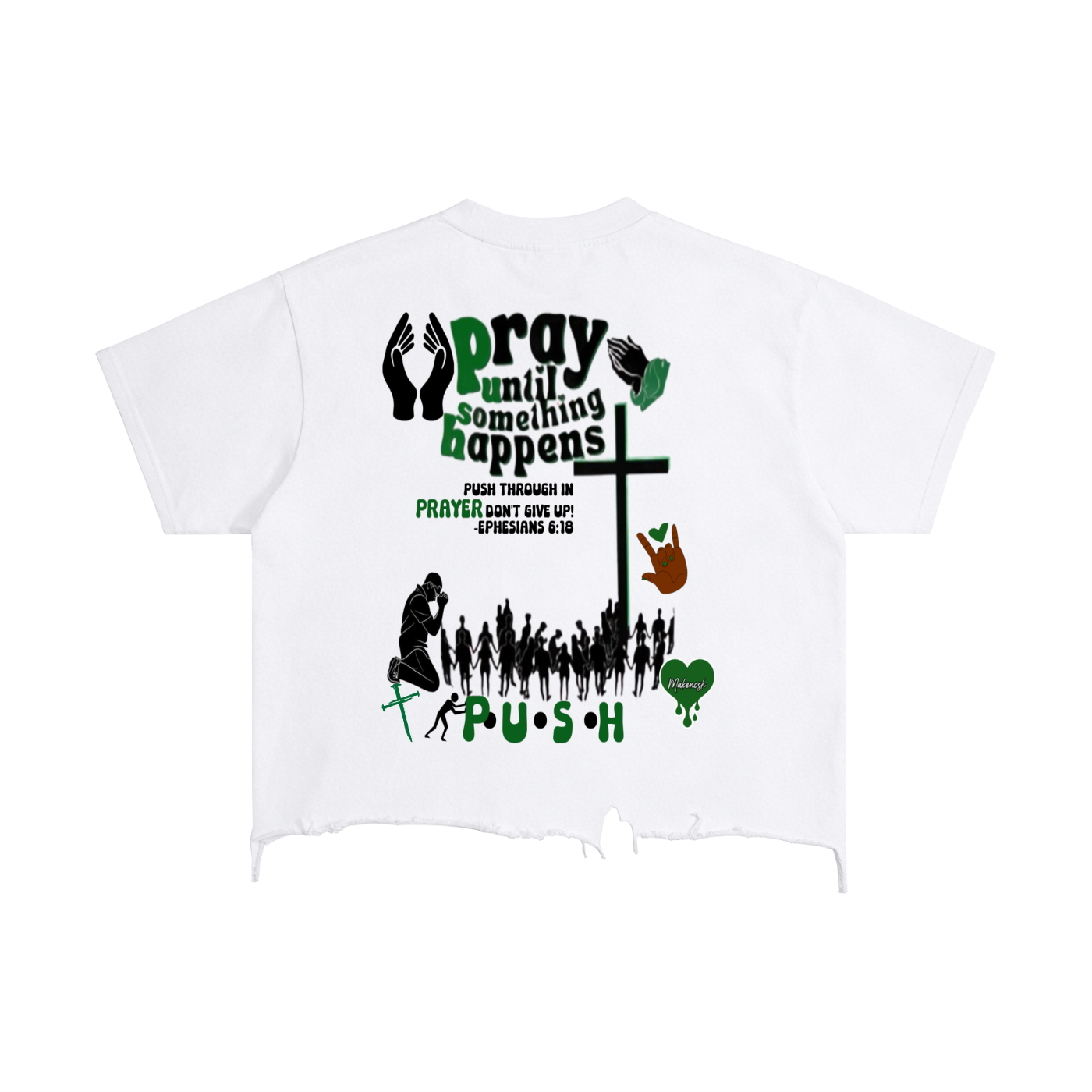 PUSH Vintage Wash Boxy Distressed Hem T-Shirt