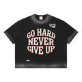 Never Give Up Unisex Boxy Sunfade Vintage Wash T-Shirt