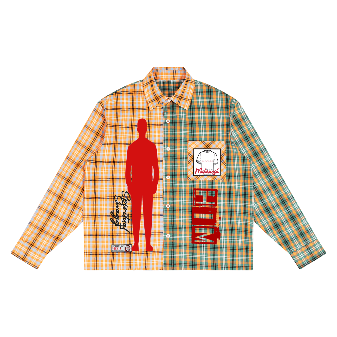 HIM Unisex Oversized Plaid Color Block Shirt