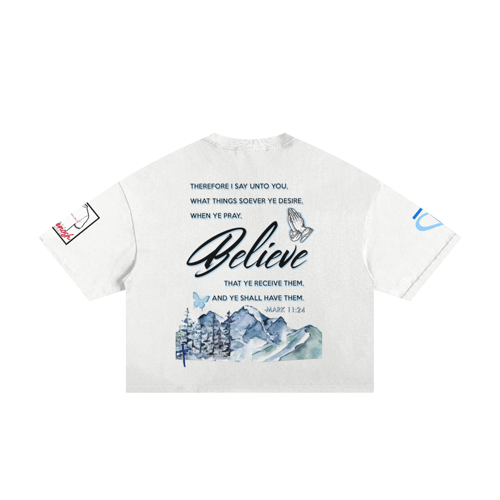 BELIEVE Classic Frayed Boxy Tee