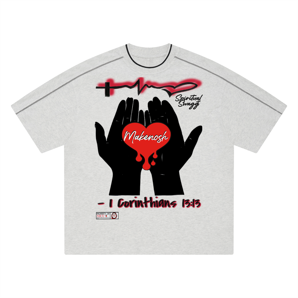 Faith Hope Love Unisex Oversized Contrast Tape T-Shirt