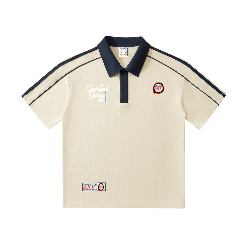 Contrast Collar Short-Sleeve Polo Shirt