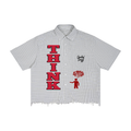 Think Unisex Distressed Plaid Boxy Shirt