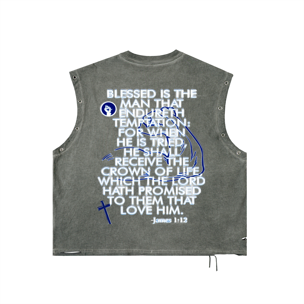 Strong Man Distressed Grommet Eyelet Tank Top