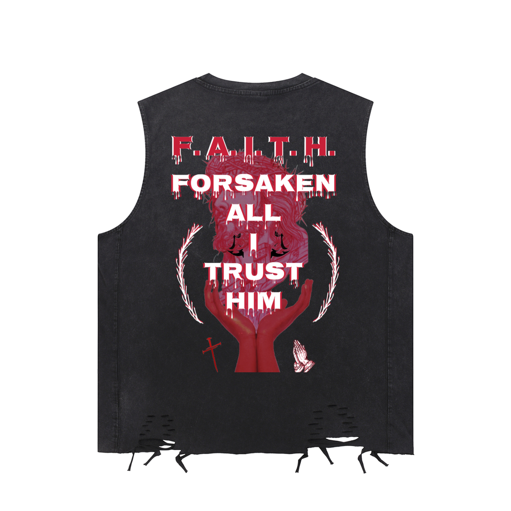 FAITH Snow Washed Raw-Hem Tank Top