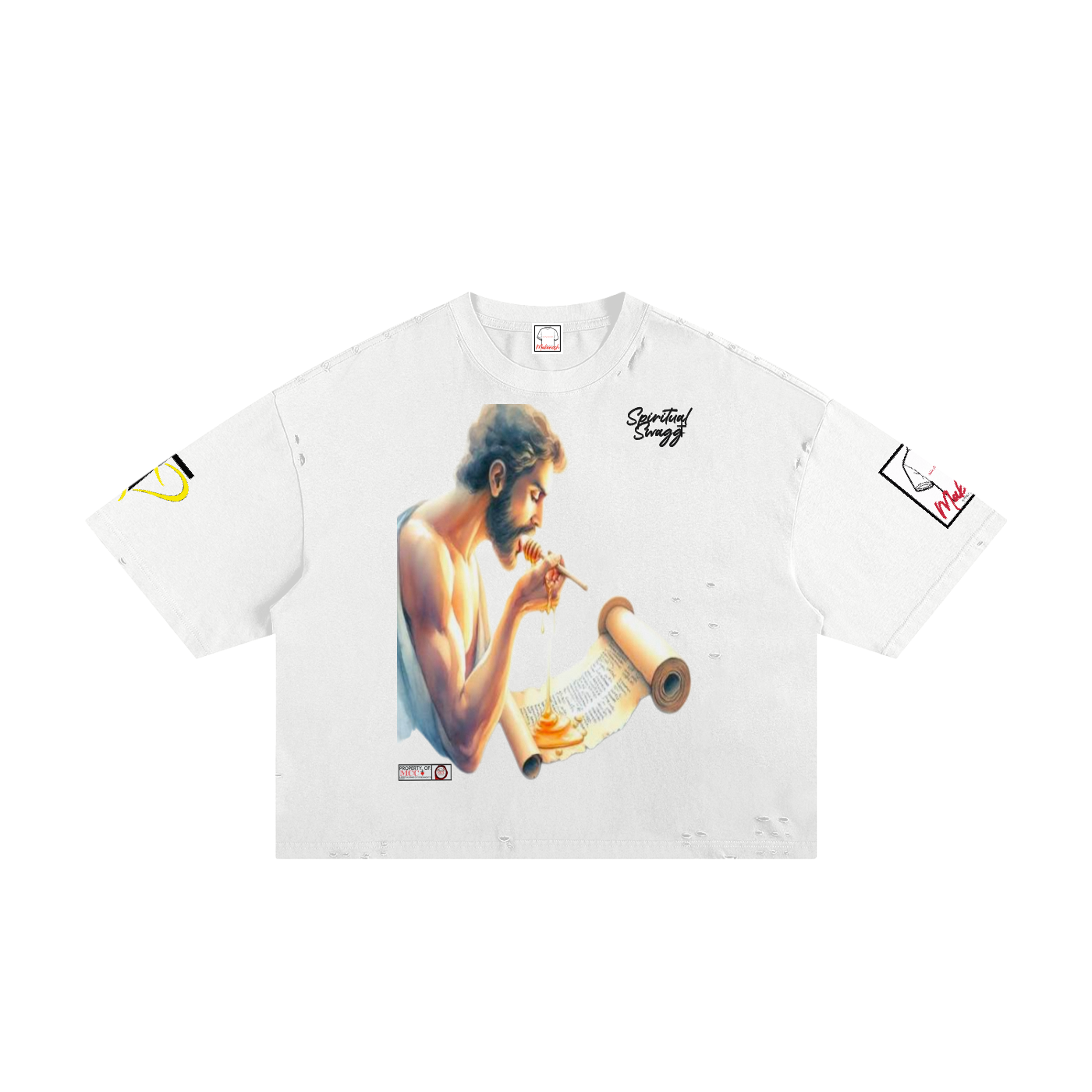 Honey Scroll Classic Frayed Boxy Tee