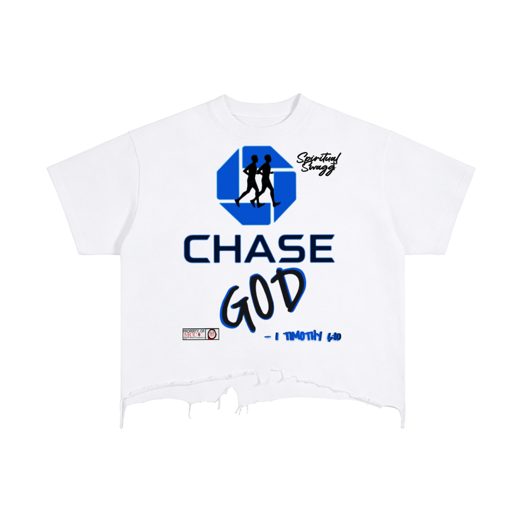 CHASE GOD Vintage Wash Boxy Distressed Hem T-Shirt