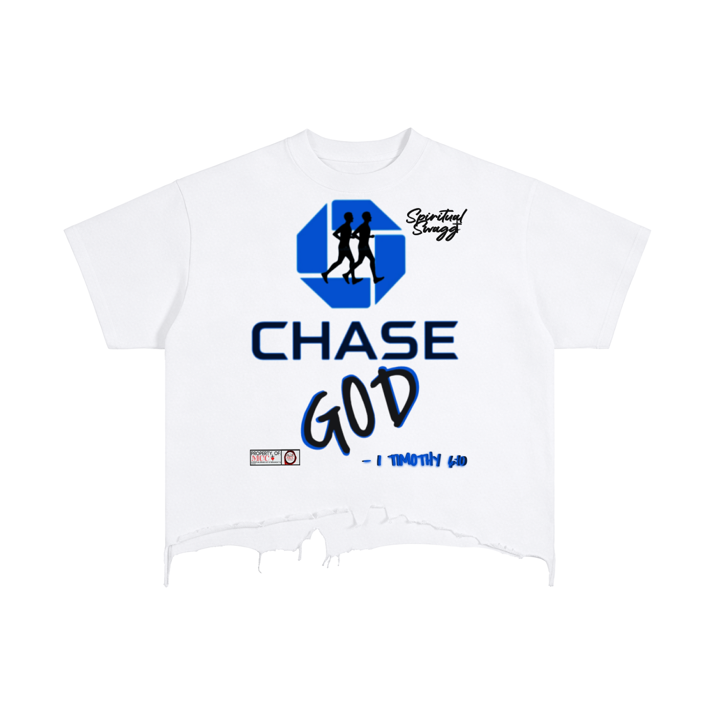 CHASE GOD Vintage Wash Boxy Distressed Hem T-Shirt