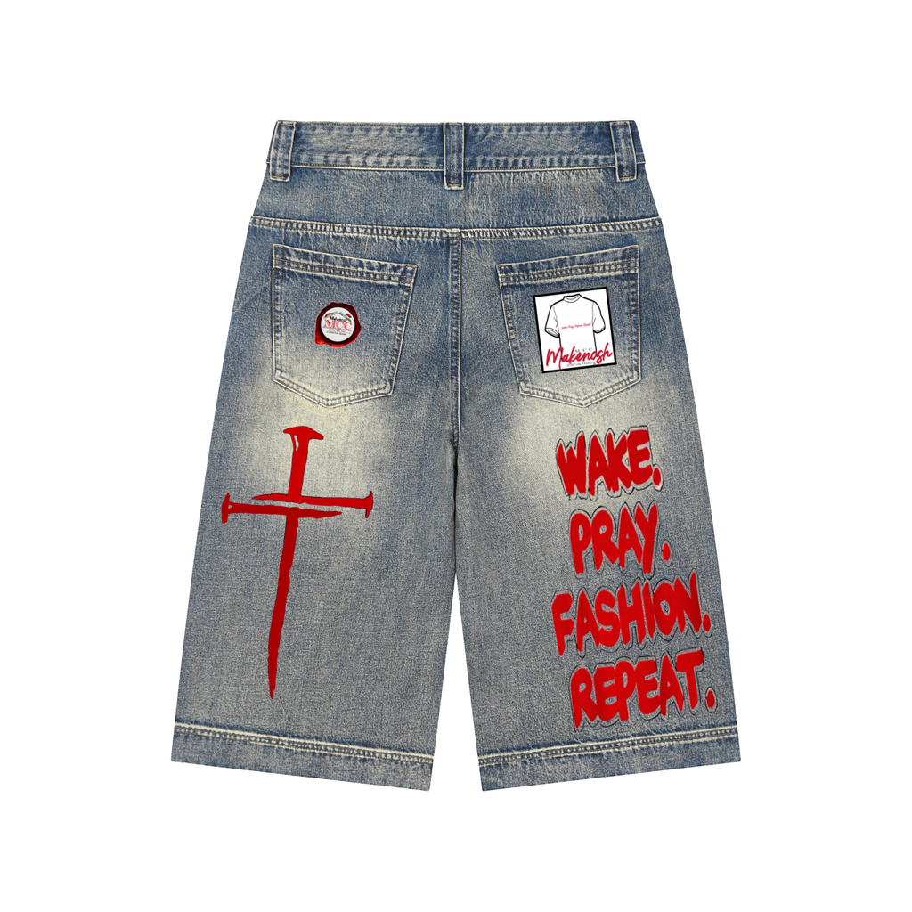 WPFR Vintage Wash Baggy Denim Shorts