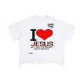 I Love Jesus Vintage Wash Boxy Distressed Hem T-Shirt