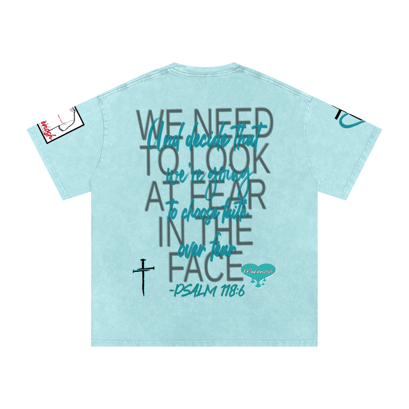 Face Your Problems Snow Washed Oversized Cotton T-Shirt